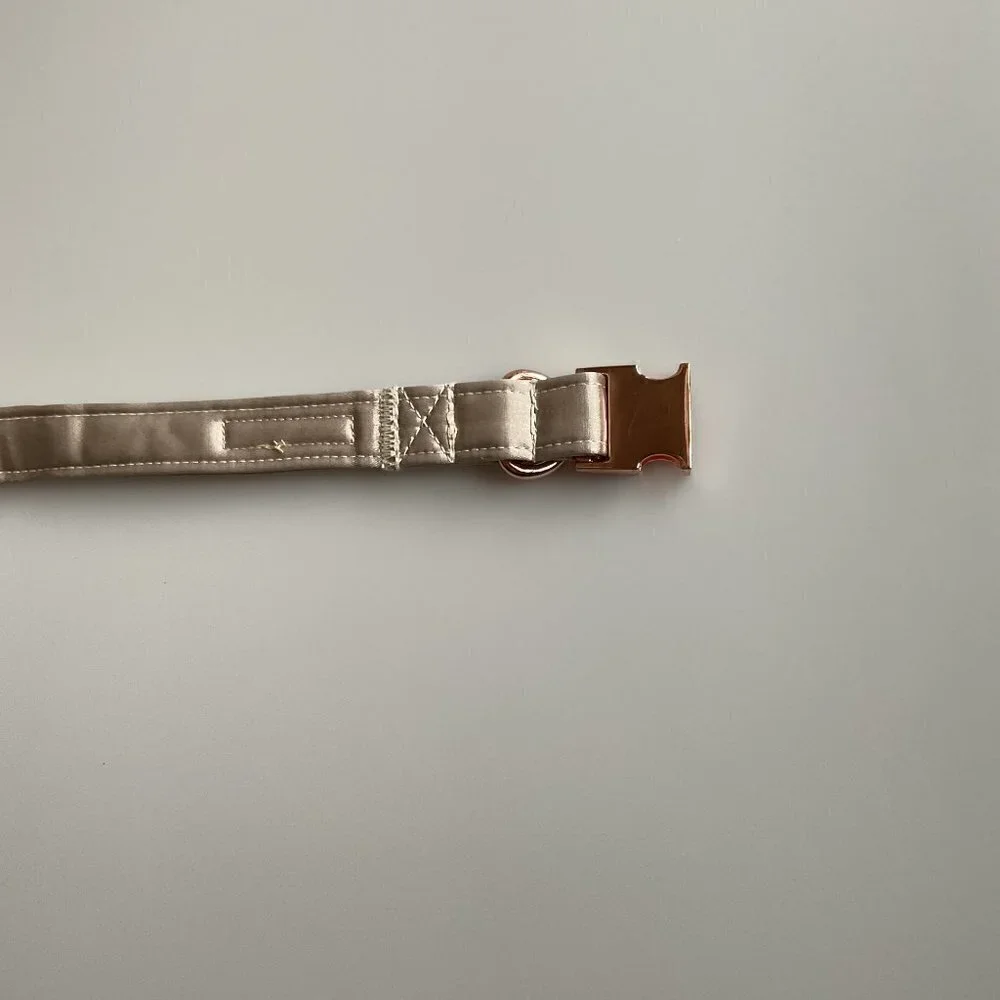 NEW Champagne Silk Bow Dog Collar Unisex
